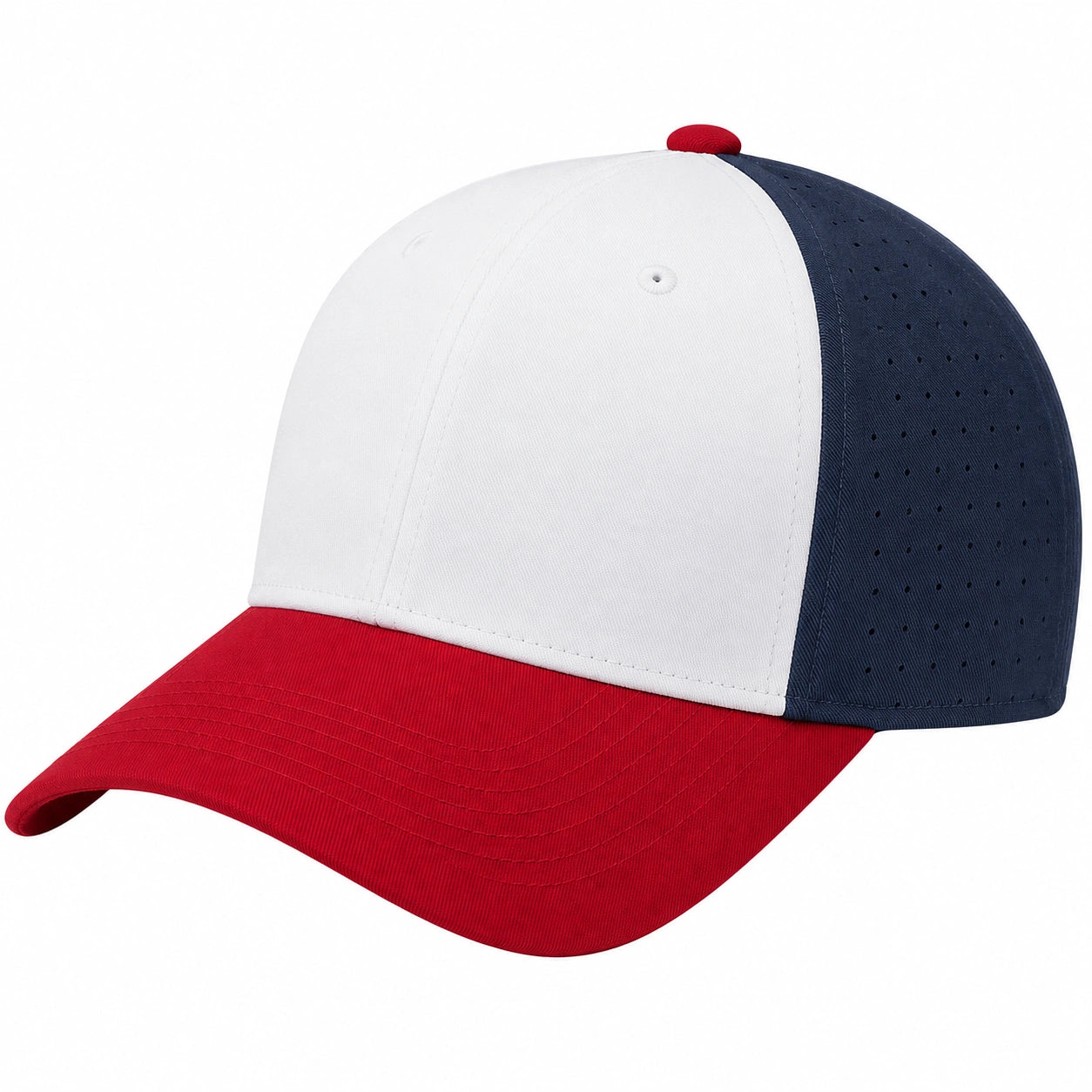 Unisex Basecap Weiß, Rot, Blau, Verstellbar