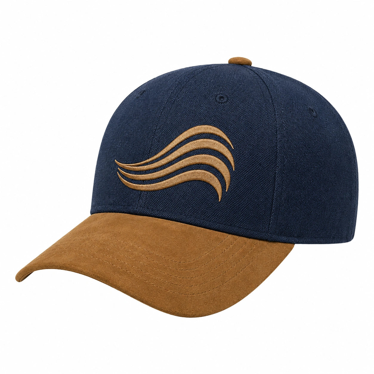 Unisex Basecap Dunkelblau und Braun mit Logo-Stickerei