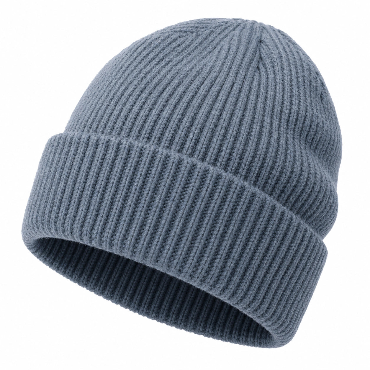 Unisex Rippstrick Beanie Mütze Hellblau