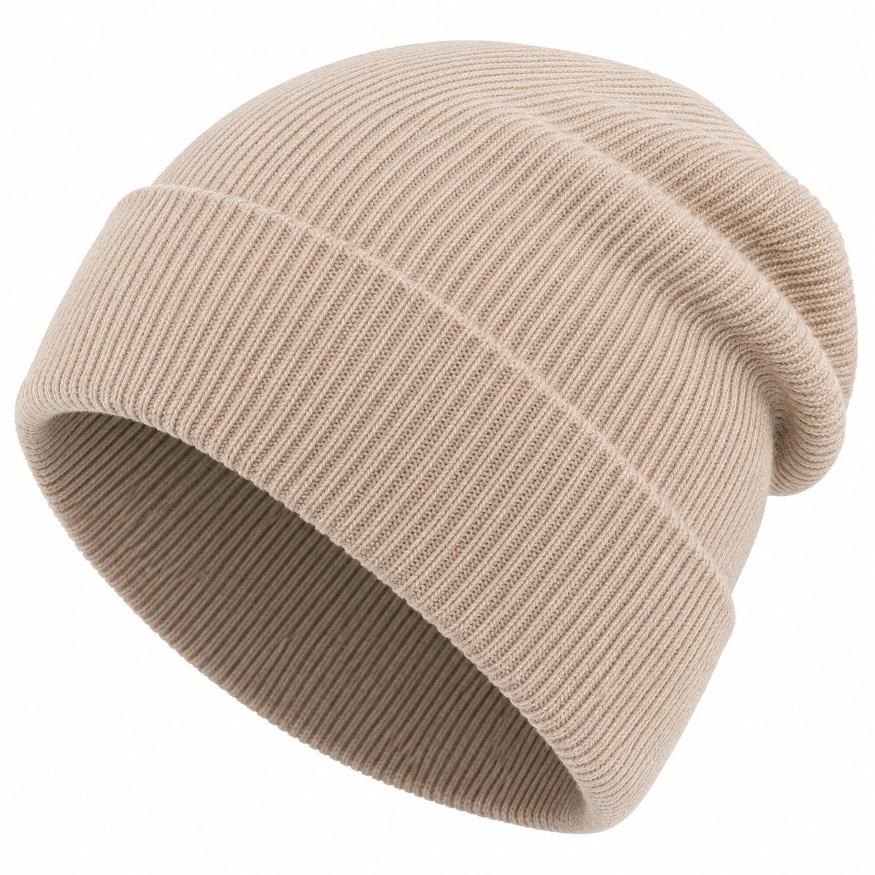 Strickmütze Beanie Rollmütze Beige