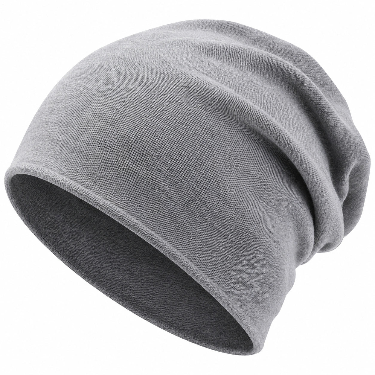 Unisex Elastische Beanie Mütze Hellgrau