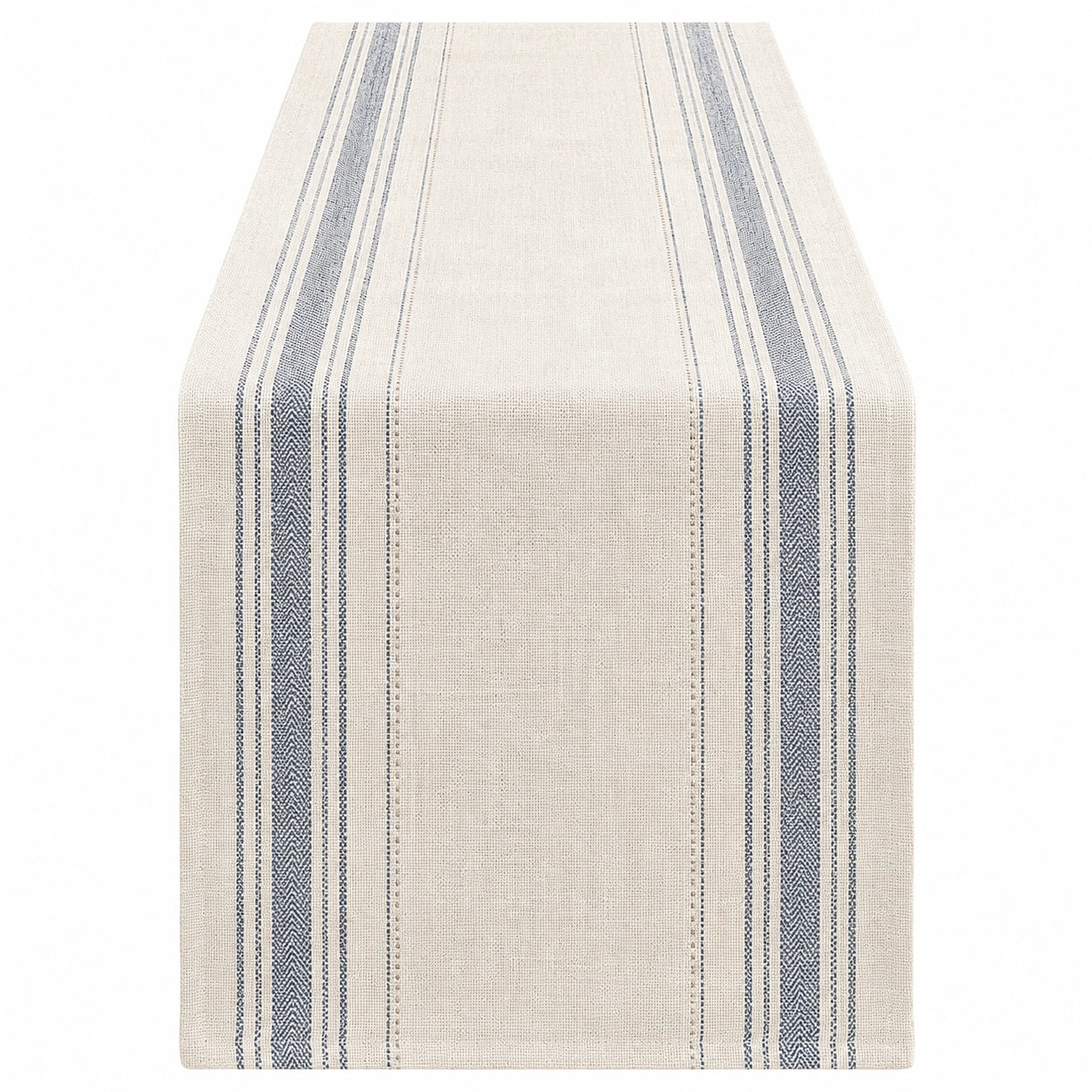 Gestreifter Tischläufer Beige Blau 180x40 cm
