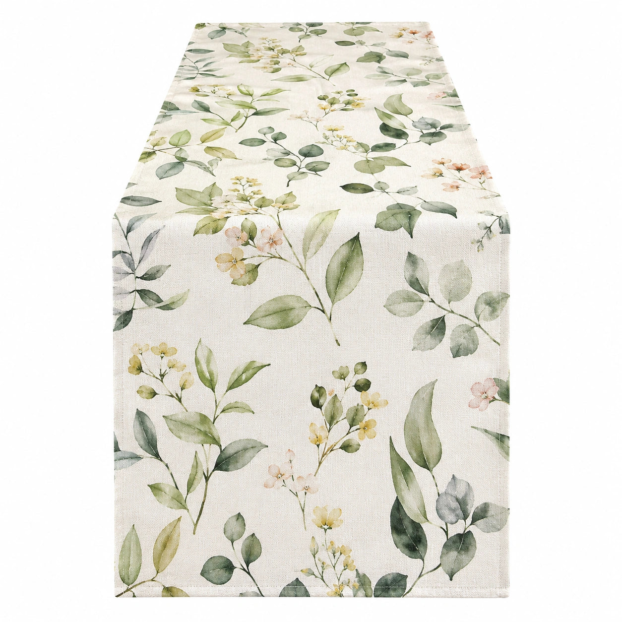 Floraler Tischläufer Grün/Beige 180x35 cm