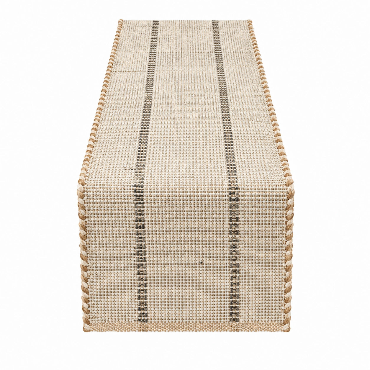 Handgewebter Tischläufer Beige/Schwarz 200x40cm