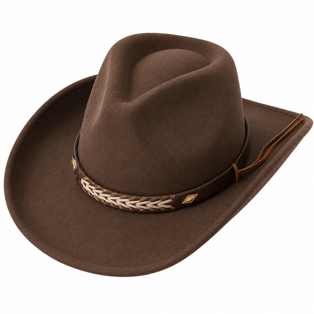 Brauner Cowboyhut mit Geflochtenem Band