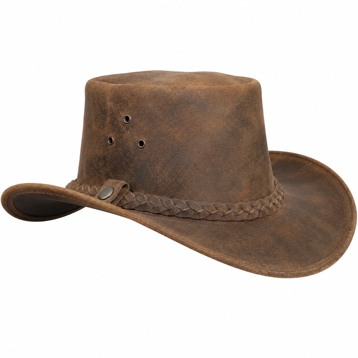 Brauner Westernhut mit Geflochtenem Hutband und Belüftungsösen