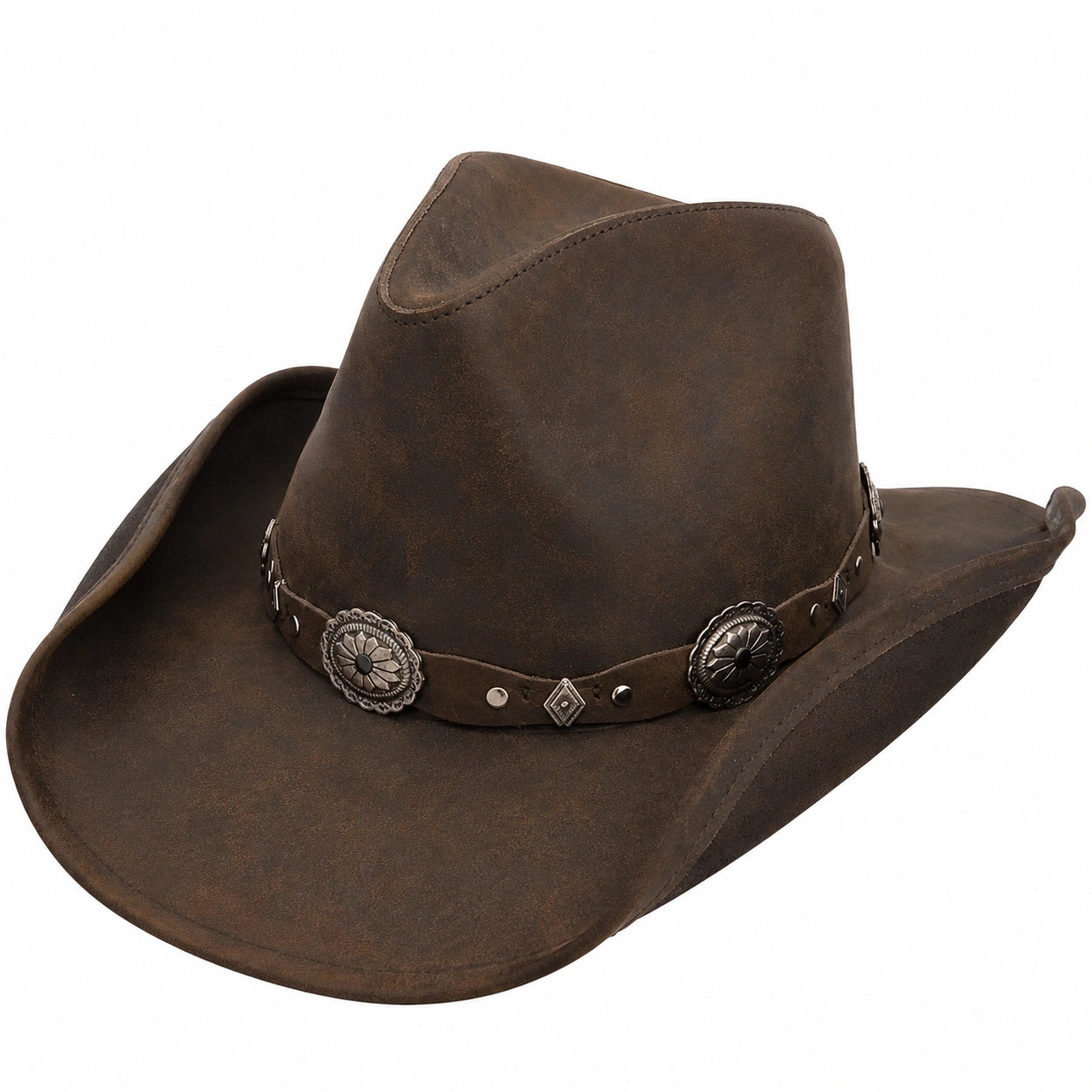 Brauner Cowboyhut mit Verzierungen
