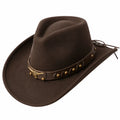 Westernhut Braun mit Lederband und Stierkopf-Dekor