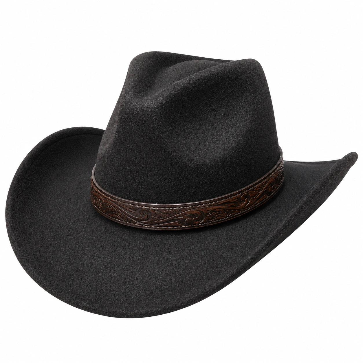 Schwarzer Cowboyhut mit Kunstlederband
