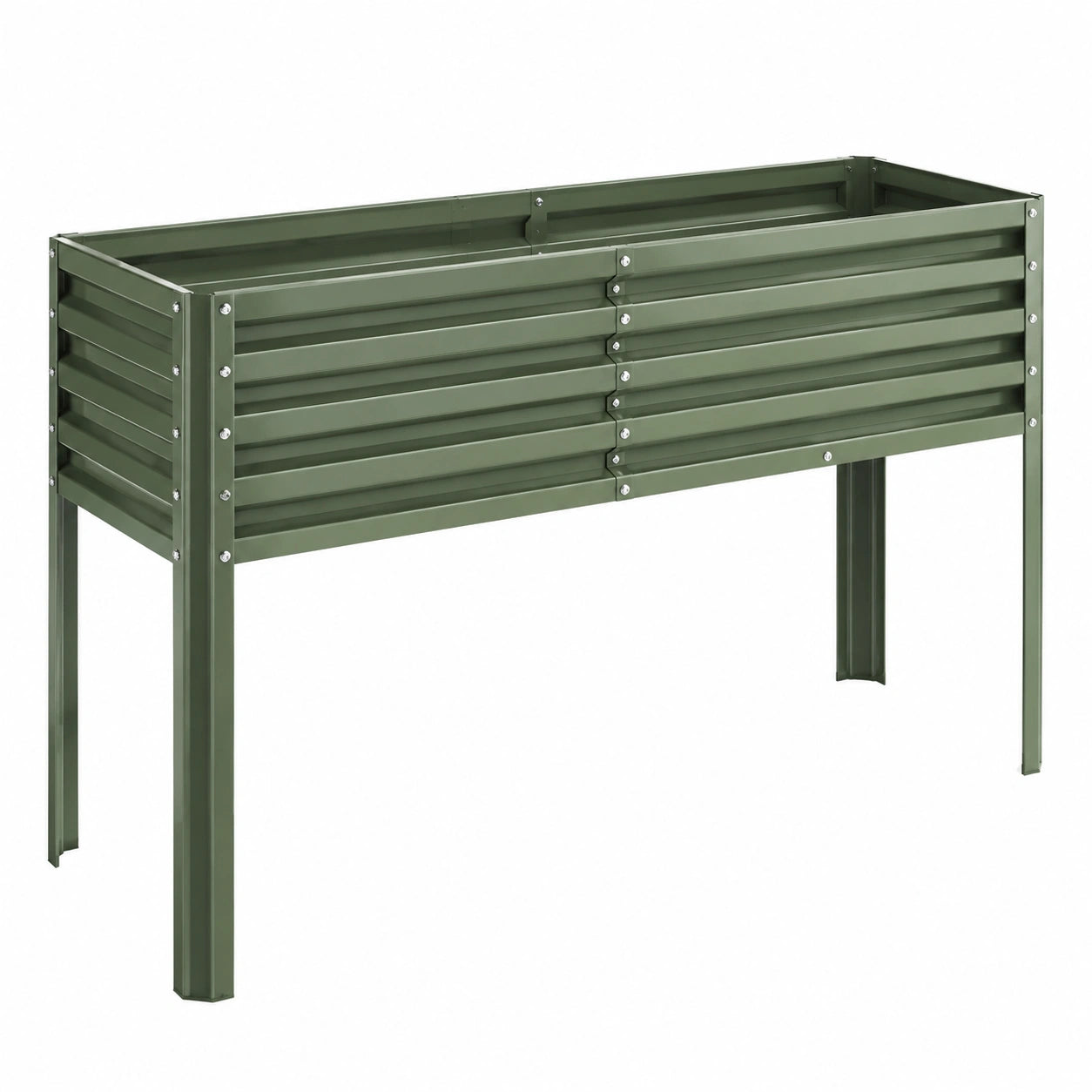 Metall-Hochbeet in Olivgrün, 120x40x80 cm