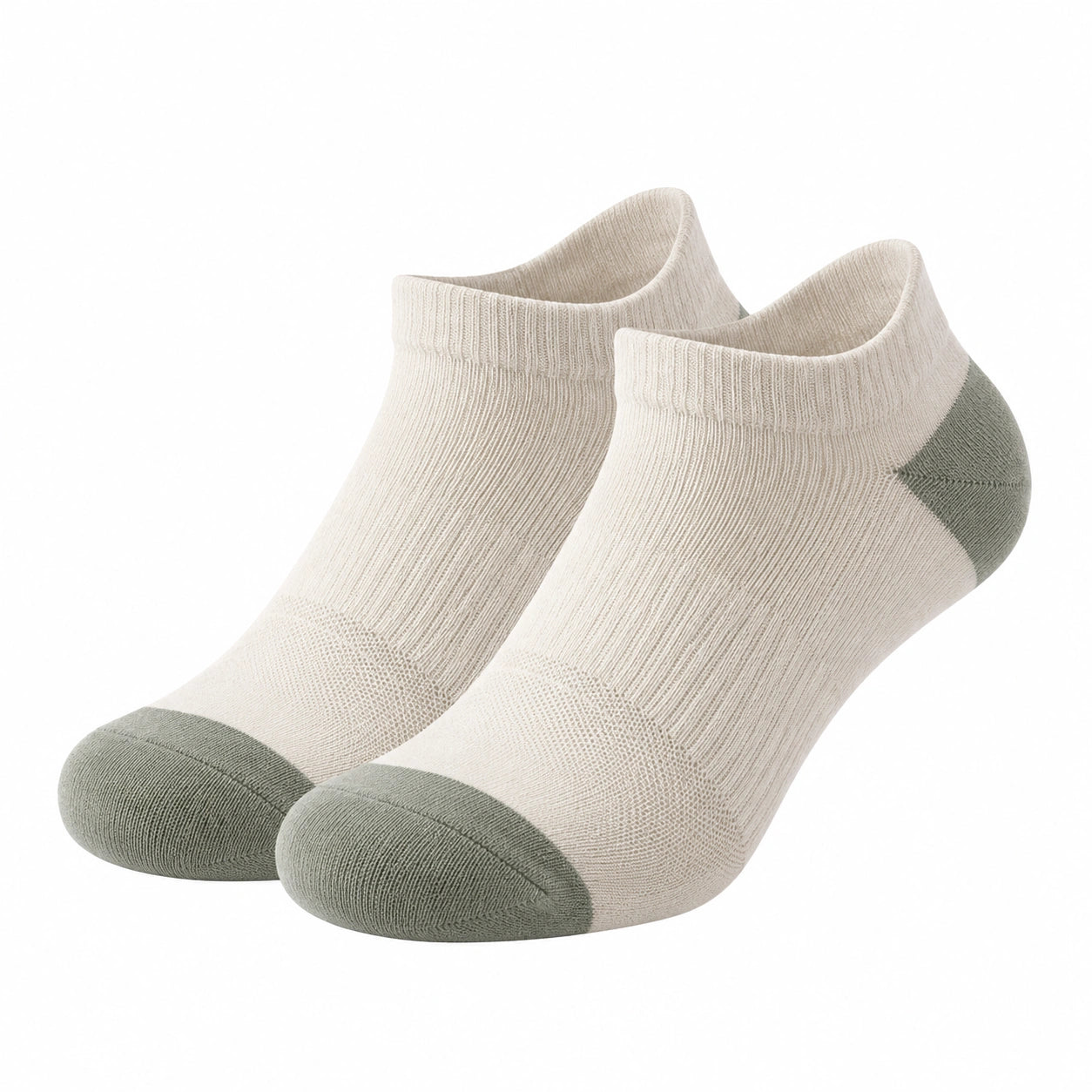 Kurze Socken Beige/Grün, Knöchelhöhe, Einheitsgröße